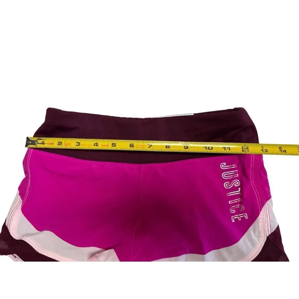 Justice Color Block Running Shorts Size 8 Pink BURGUNDY NEW